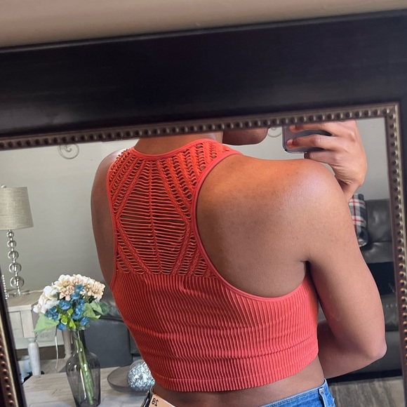 Forever 21 Stretchy Cutout Burnt Orange Crop Top, Juniors M L - Picture 2 of 2
